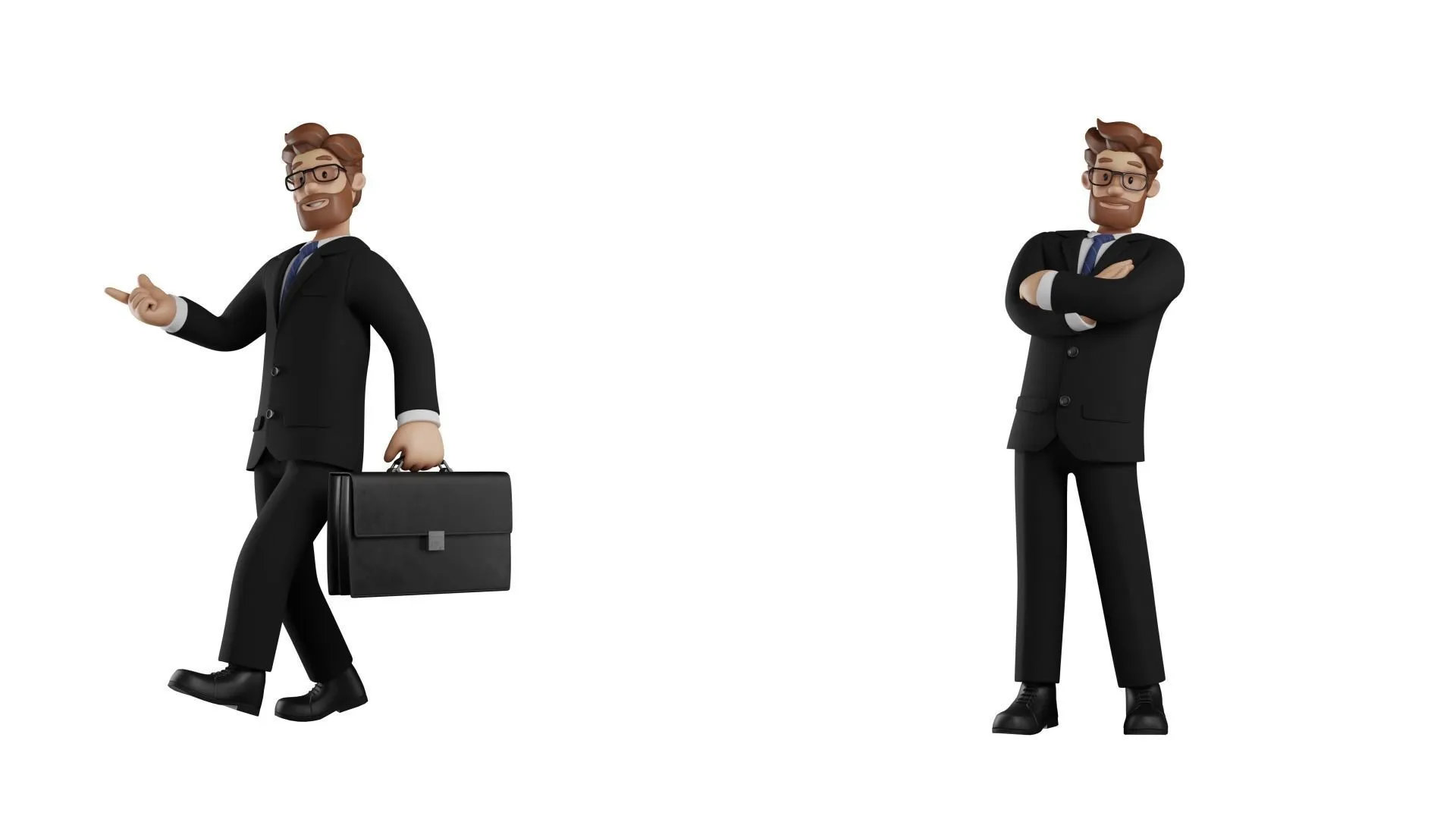 Business Man Character 3D character model close-up view